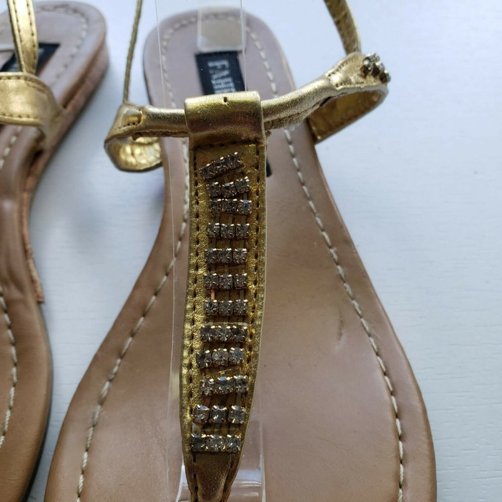 Fahrenheit Metalic Gold Sandals w/ Rhinestones - Picture 6 of 10